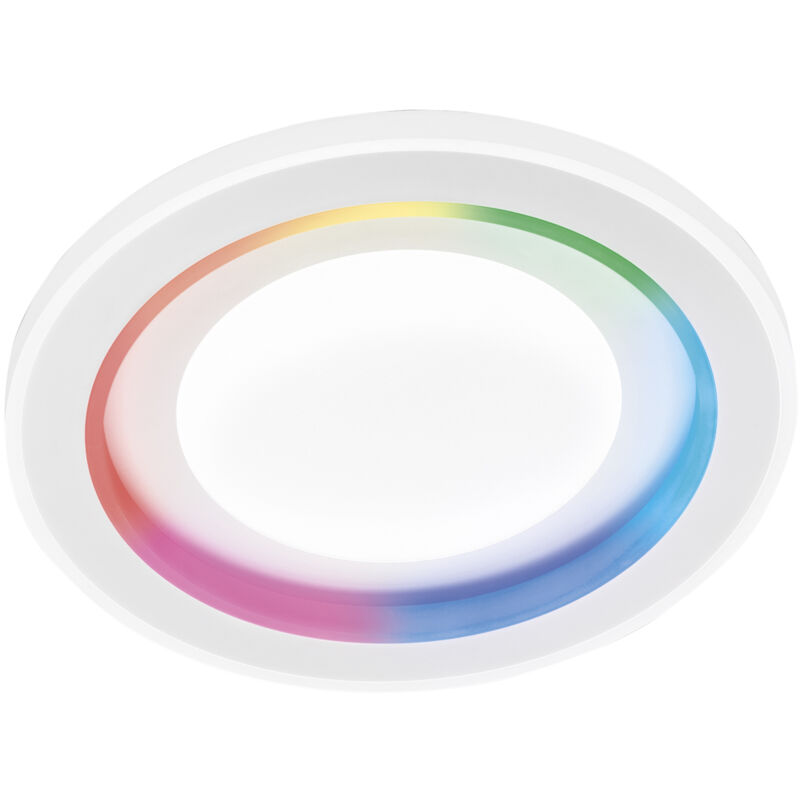 foto del prodotto plafoniera led dygital tonda in metallo bainco dimmerabile cct e rgb con telecomando incluso 50 cm. 