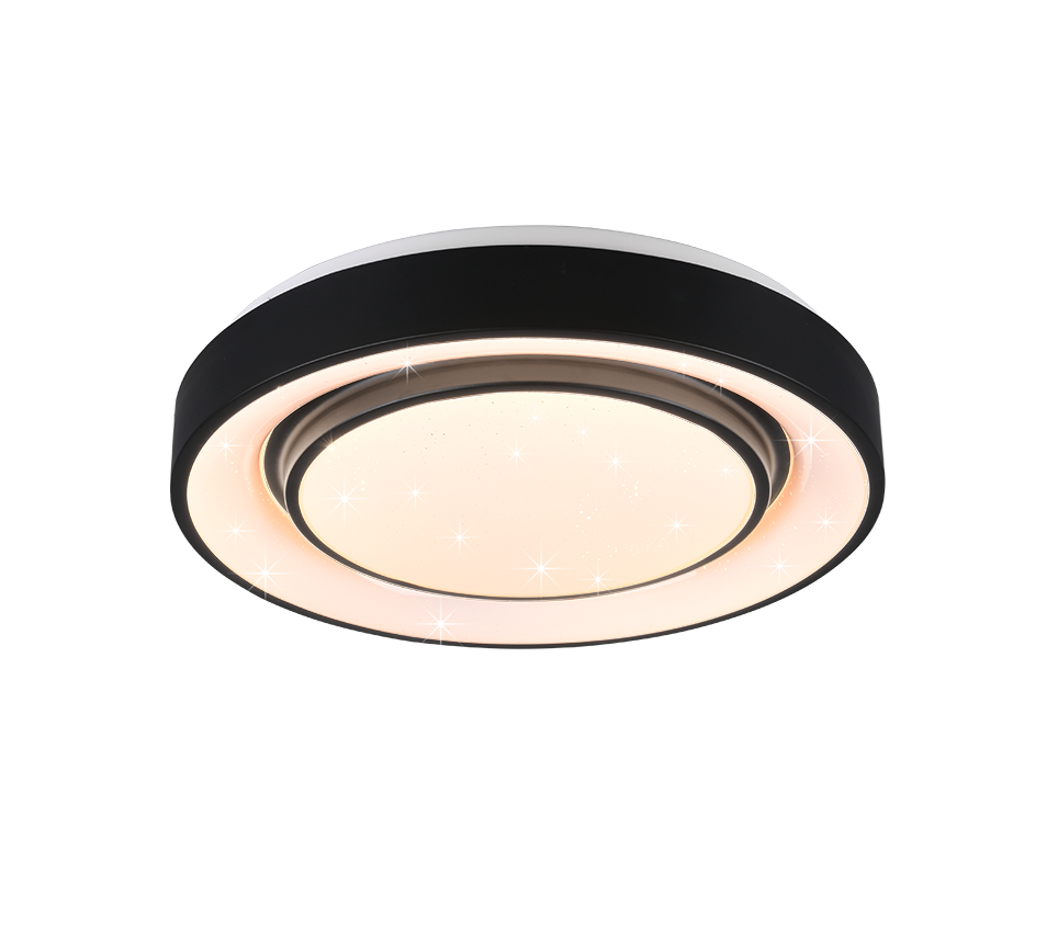 foto del prodotto plafoniera led effetto cielo stellato, bordo nero, d 38 cm, mona