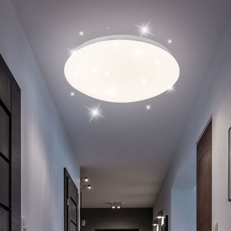 foto del prodotto plafoniera led effetto stella camera da letto lampada da soffitto cielo stellato bianco tondo, 1x 12w 750lm bianco caldo 3000k, dxh 29x9 cm
