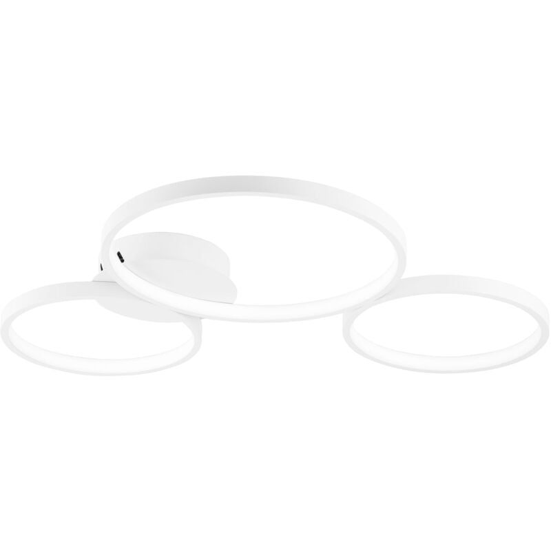 foto del prodotto plafoniera led fredy in alluminio bianco con tre diffusori 40w con cct 