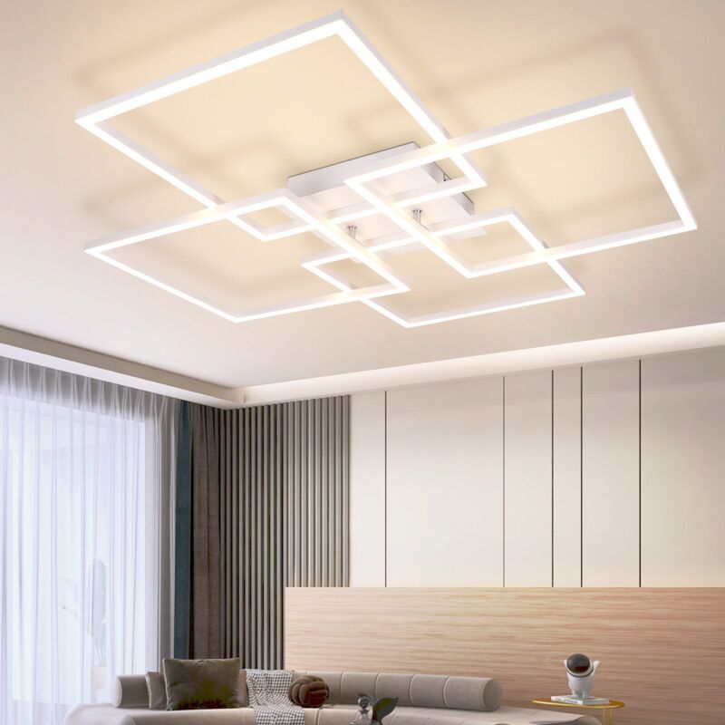 foto del prodotto plafoniera led gbly 4 cornici bianche lampada da soggiorno moderna 32w 3000k lampada da cucina da sala da pranzo bianca calda design rettangolare per