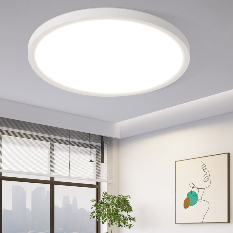 foto del prodotto plafoniera led gbly piatta 18w bianco caldo diametro 22cm lampada da bagno illuminazione da soffitto ip44 impermeabile rotonda bianca per bagno