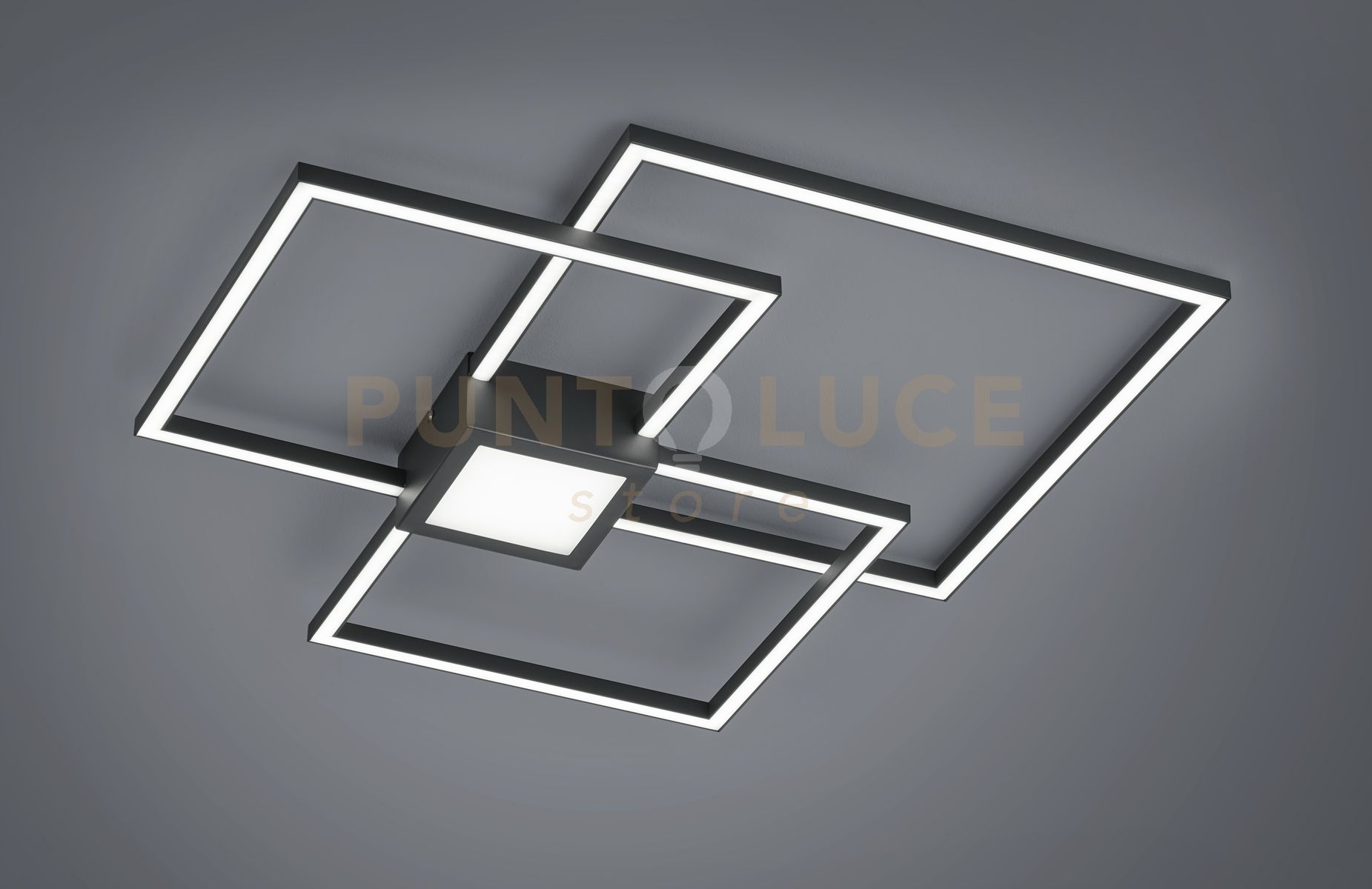 foto del prodotto plafoniera led hydra metallo triplo quadrato 676210442 antracite