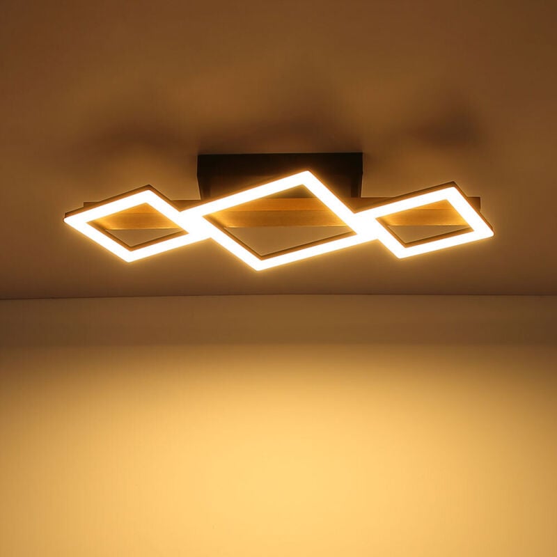 foto del prodotto plafoniera led in legno lampada da soggiorno design plafoniera luce quadrati, mdf metallo, 29w 1560lm bianco caldo, lxlxa 66x30x10