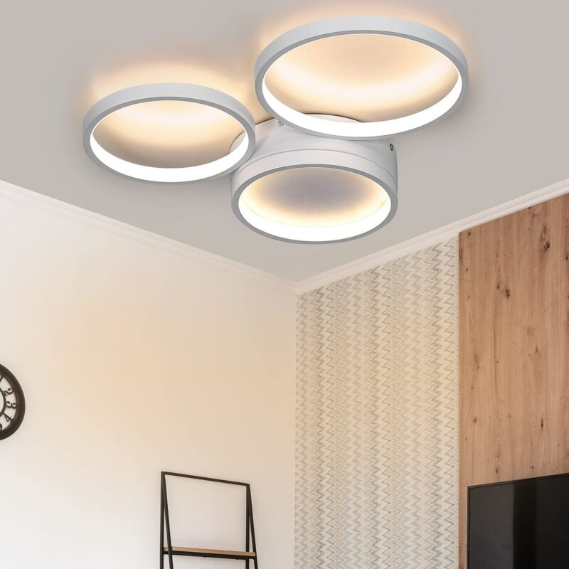 foto del prodotto plafoniera led lampada da camera da letto bianca calda bianco con 3 anelli design 22w lampada da soggiorno moderna decorazione per soggiorno camera