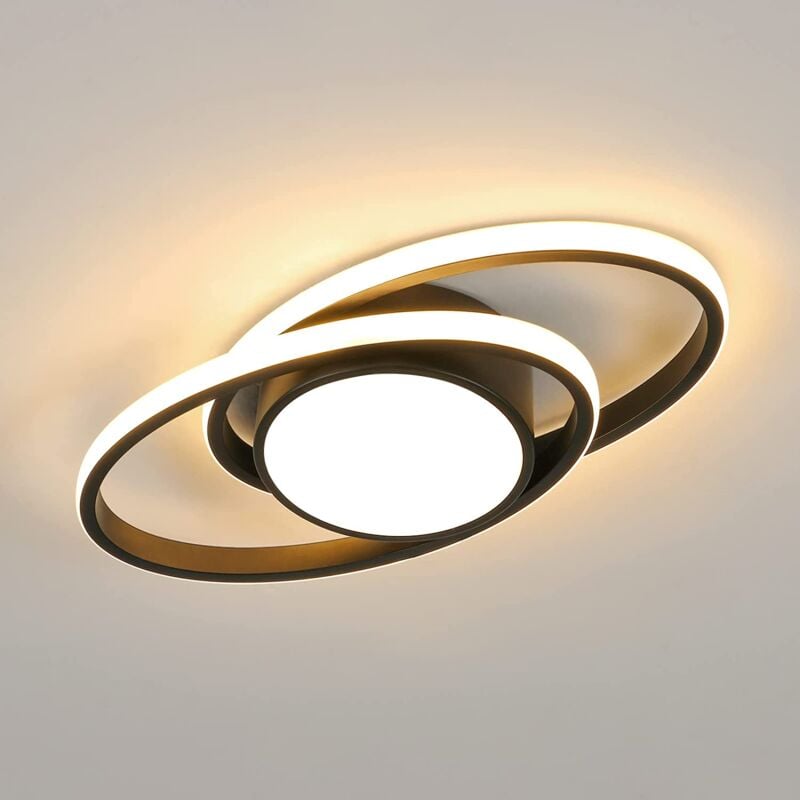 foto del prodotto plafoniera led, lampada da soffitto 39w, luce calda 3000k, plafoniere led moderne per soggiorno, camera da letto, cucina e balcone nero goeco