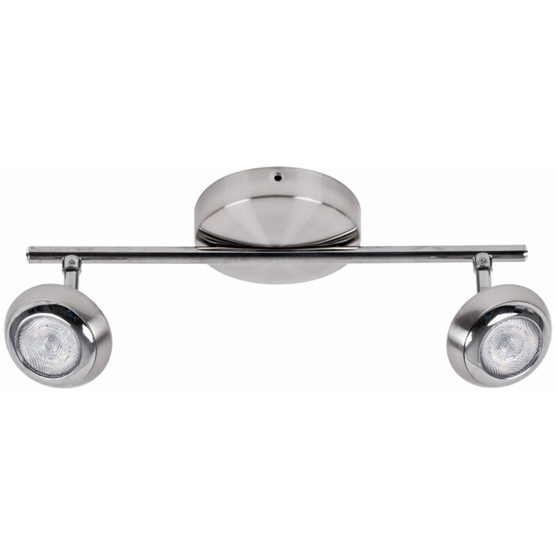 foto del prodotto plafoniera led lampada da soffitto a 2 fiamme faretto orientabile argento, metallo, 2x 4w 230lm bianco caldo, lxpxh 35,5x12x13,1 cm