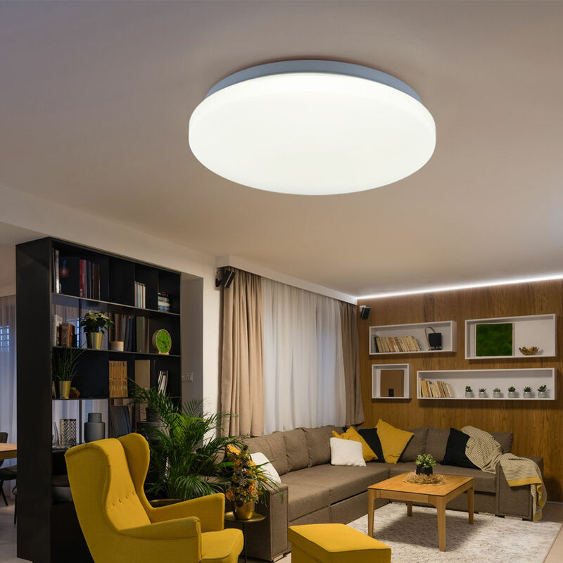 foto del prodotto plafoniera led lampada da soffitto lampada da ingresso soggiorno, metallo plastica bianca rotonda, 20w 1500lm 4000k bianco neutro, d 28 cm