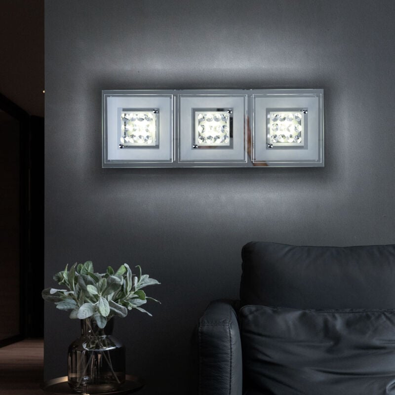 foto del prodotto plafoniera led lampada da soffitto lampada da soggiorno lampada da cucina lampada da camera, cristalli cromati vetro satinato, 3x 3w 3x 240lm 4000k,
