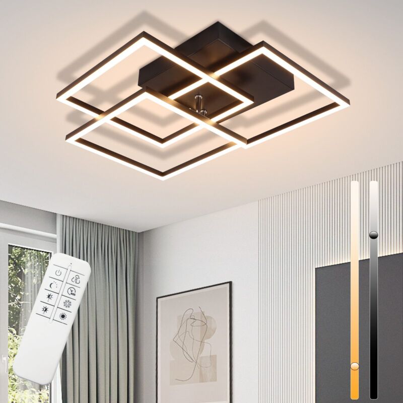 foto del prodotto plafoniera led lampada da soffitto salotto 36w dimmerabile design moderno nera con telecomando lampada da cucina plafoniera da corridoio lampada da