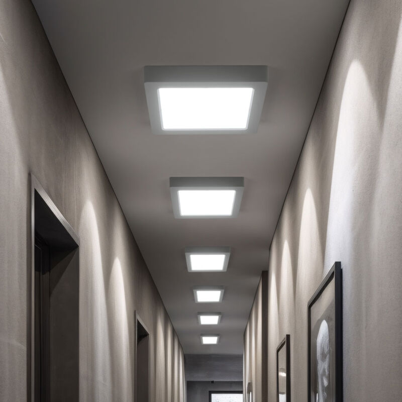 foto del prodotto plafoniera led lampada da soggiorno lampada da corridoio lampada da parete quadrata da cucina, plastica bianca, 18w 1980lm 6500k bianco freddo, l