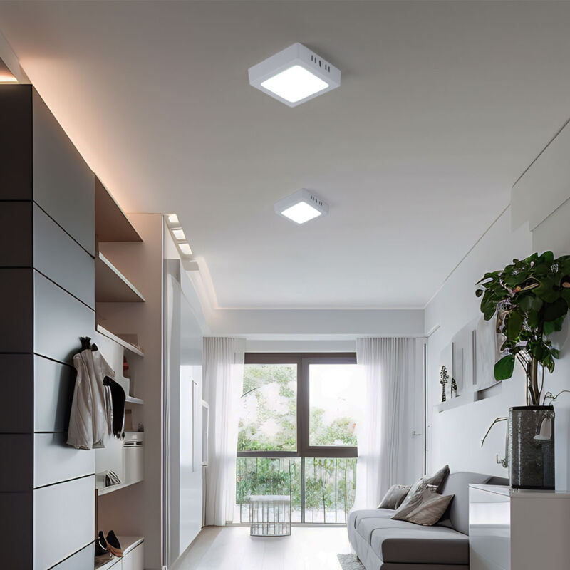 foto del prodotto plafoniera led lampada da soggiorno lampada da corridoio lampada da parete quadrata per cucina, plastica bianca, 6w 660lm 6500k bianco freddo, l 12 cm