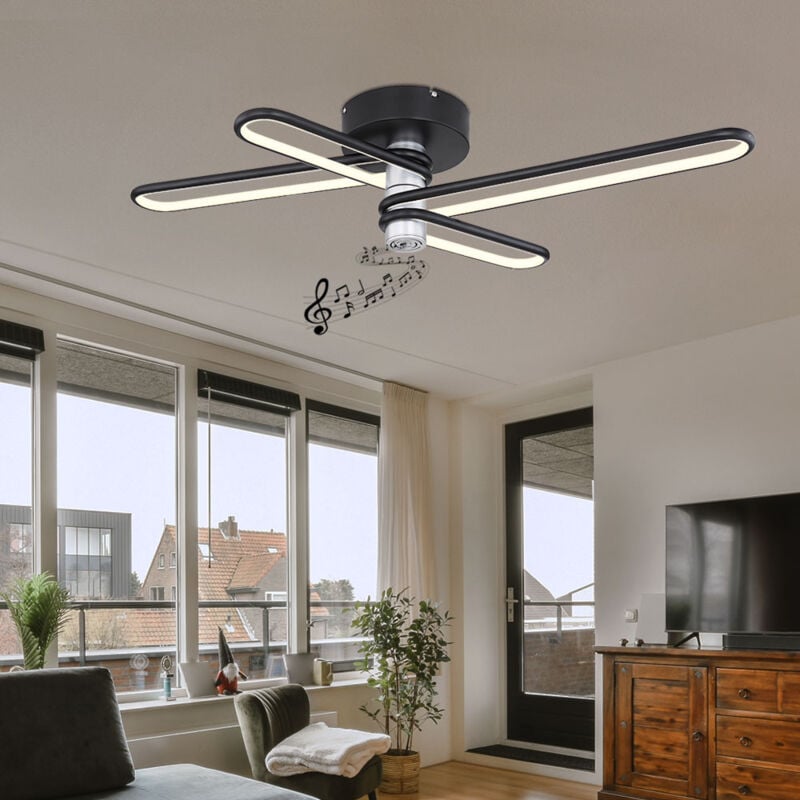 foto del prodotto plafoniera led lampada da soggiorno lampada design lampada da sala da pranzo lampada da cucina, altoparlante bluetooth, 35w 1400lm 3000k bianco