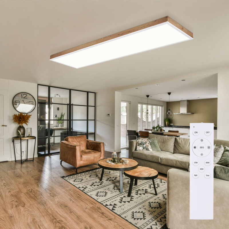 foto del prodotto plafoniera led lampada da soggiorno plafoniera sala da pranzo, alluminio plastica aspetto legno mdf bianco, telecomando dimmerabile cct memoria luce
