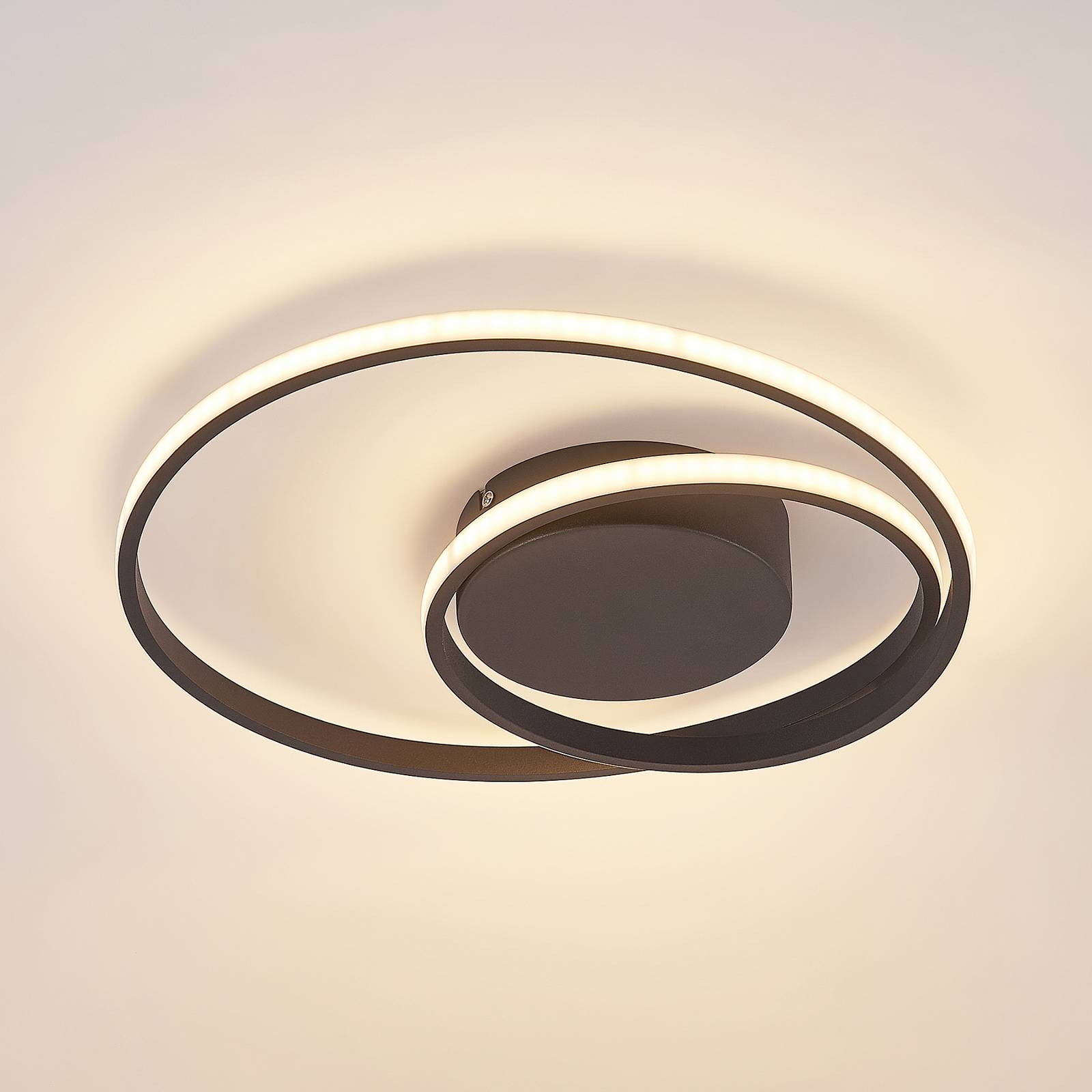 foto del prodotto plafoniera led lindby emisua, nera, cct, dimmerabile