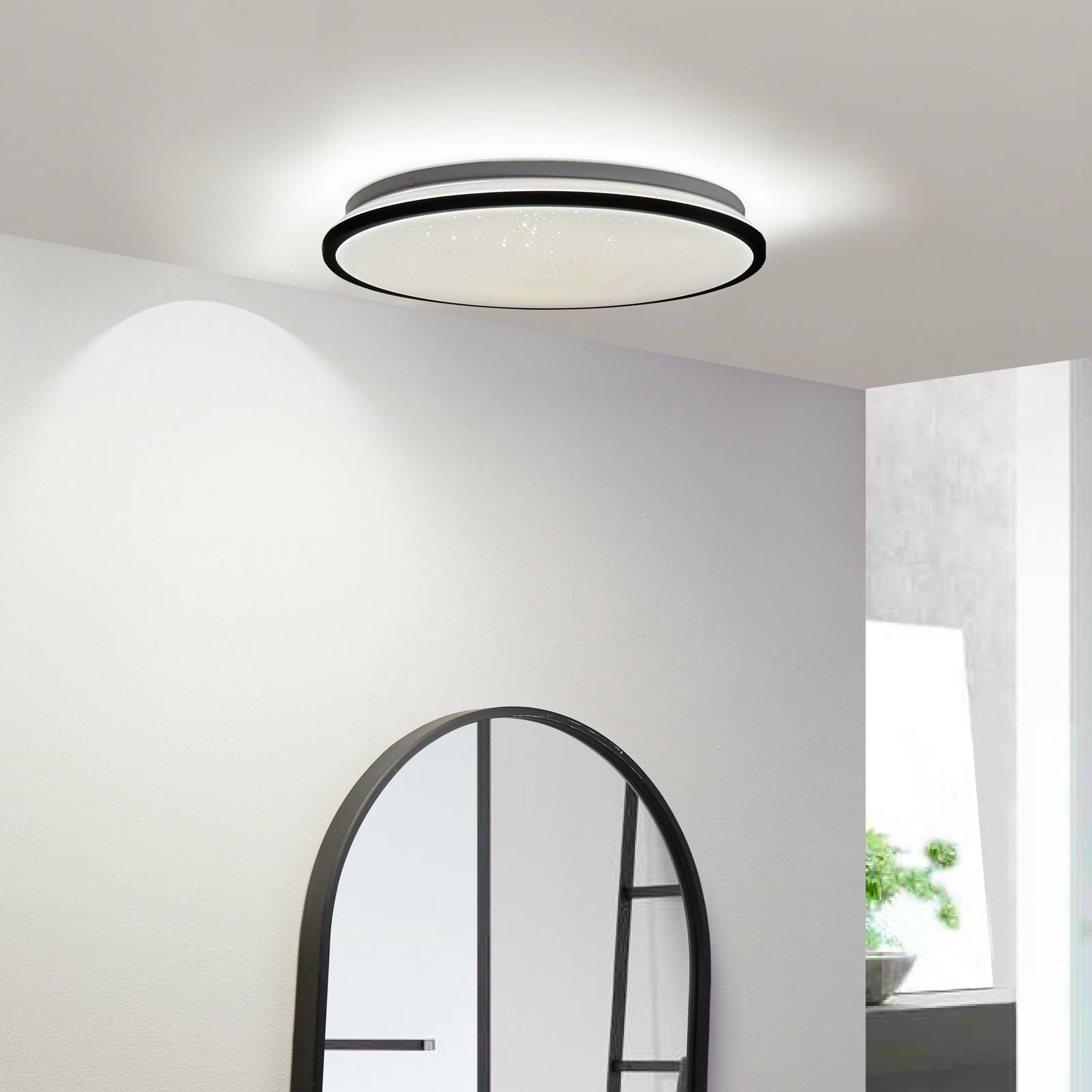 foto del prodotto plafoniera led lindby glane, 38 cm, nero bianco, ip44