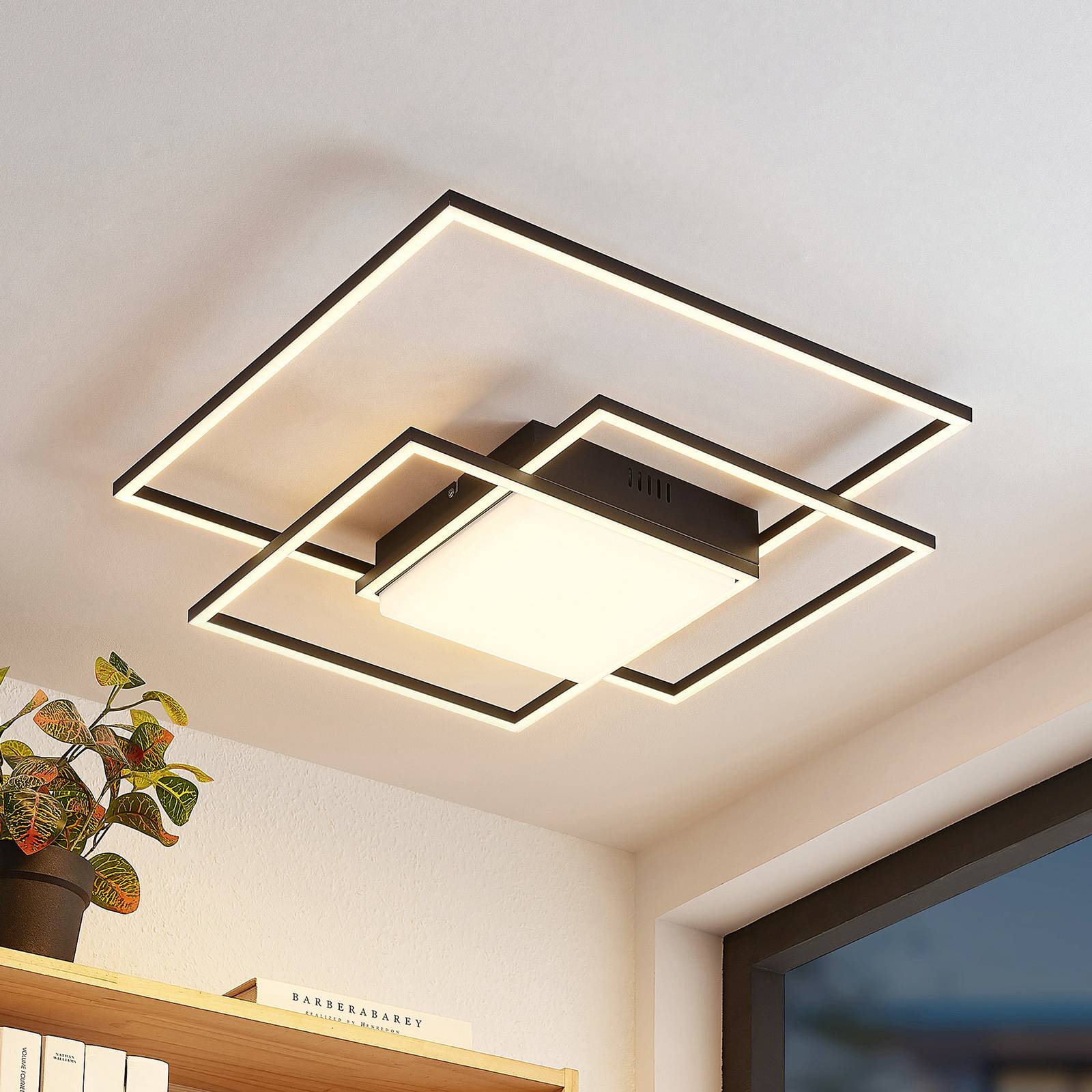 foto del prodotto plafoniera led lindby nelinka, 60 cm, nero, alluminio