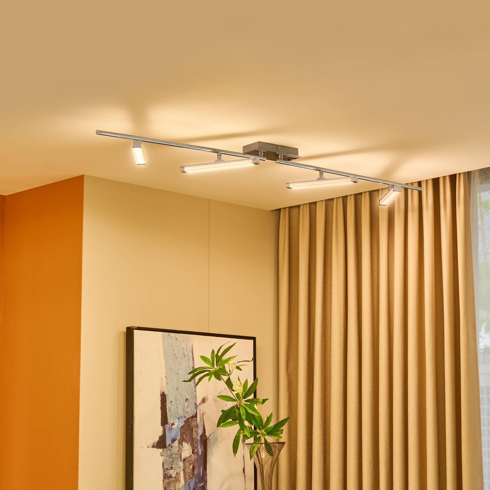 foto del prodotto plafoniera led lindby pilou, a 4 luci, dimmerabile, cromo