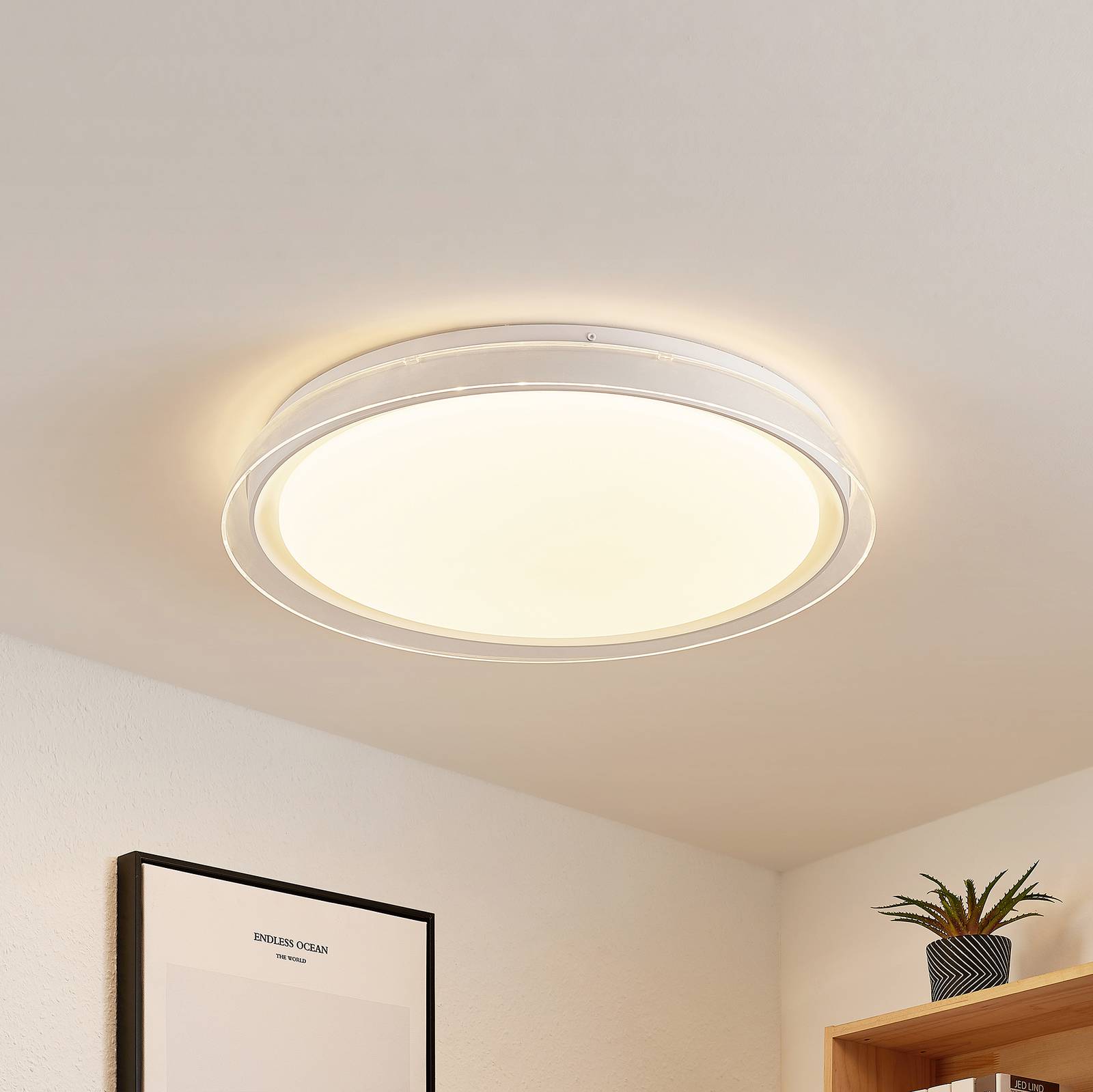 foto del prodotto plafoniera led lindby sleya 50 cm, bianco, cct, dimmerabile