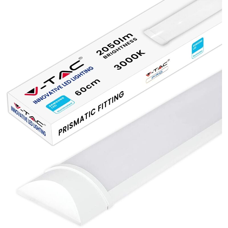 foto del prodotto plafoniera led lineare da soffitto 60 cm 20w chip samsung lampada rettangolare 2050 lumen ip20 per parete, garage, negozio tubo led luce