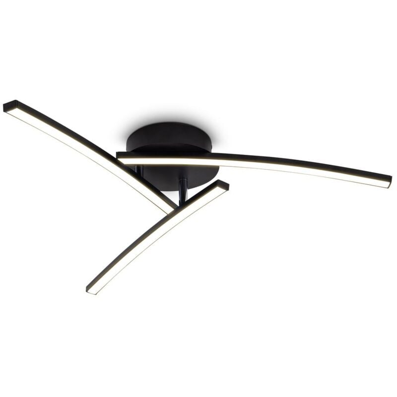 foto del prodotto plafoniera led, luce calda 3000k, led integrati 1650lm, 15w, lampada da soffitto moderna per camera o cucina, lampadario nero ip20 b.k.licht