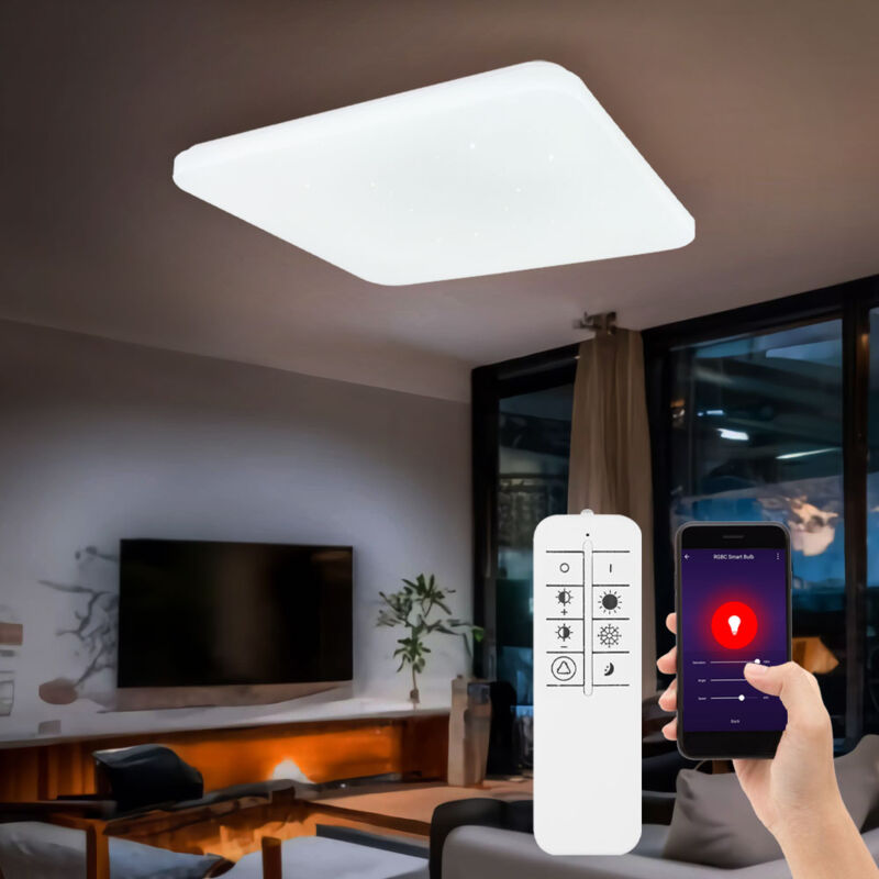 foto del prodotto plafoniera led luce soggiorno plafoniera smart home lampada effetto stella app alexa telecomando dimmerabile cct alexa, 30w 1800lm 3000 6000k, l 53cm