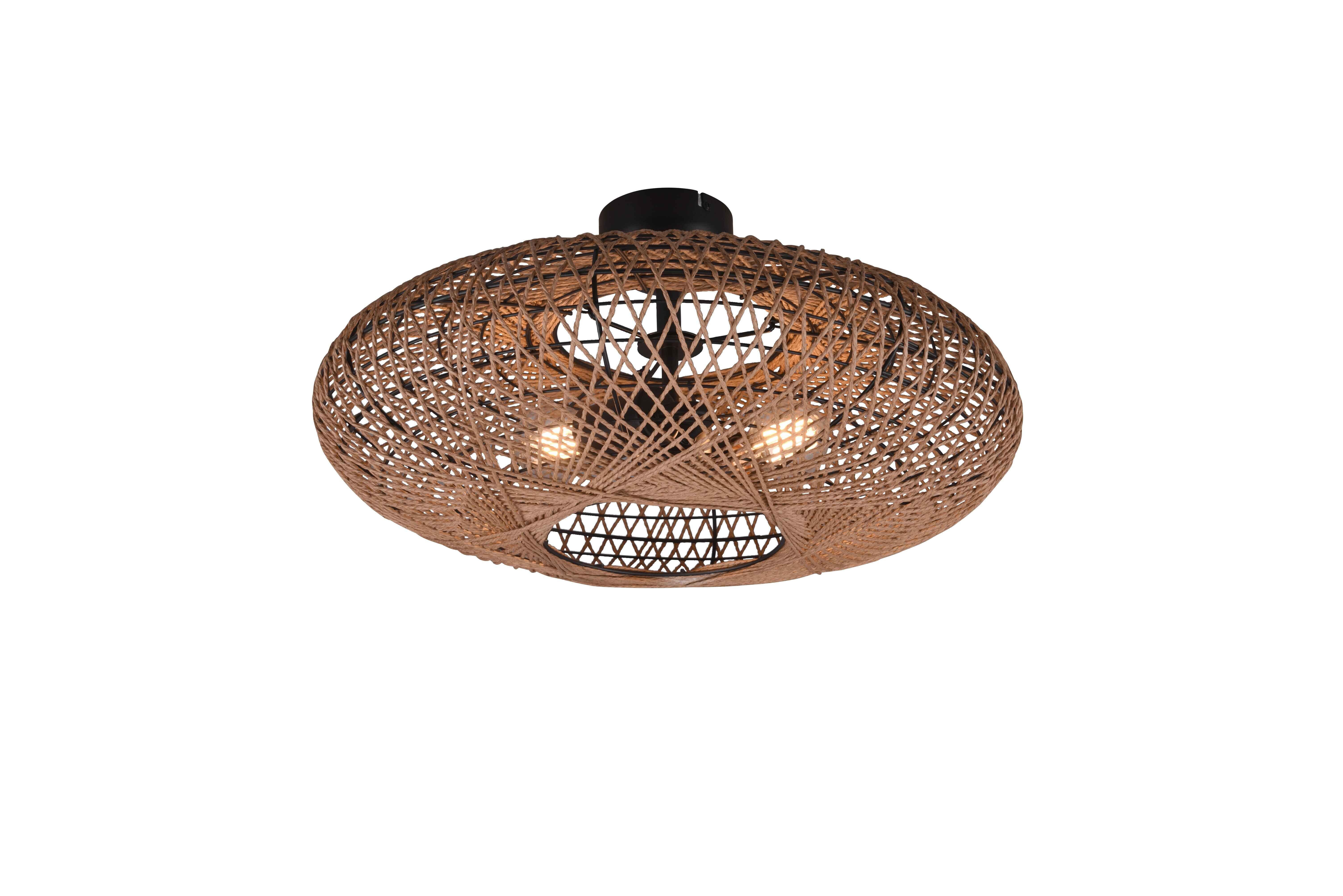 foto del prodotto plafoniera led, metallo e sisal, nero, d 52 cm, hedda