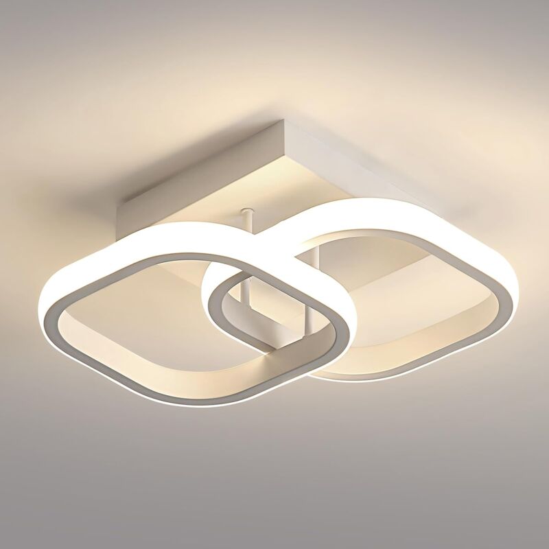 foto del prodotto plafoniera led moderna, lampada da soffitto quadrata in acrilico diametro 19 cm per camera da letto, soggiorno, cucina, corridoio 19w bianco