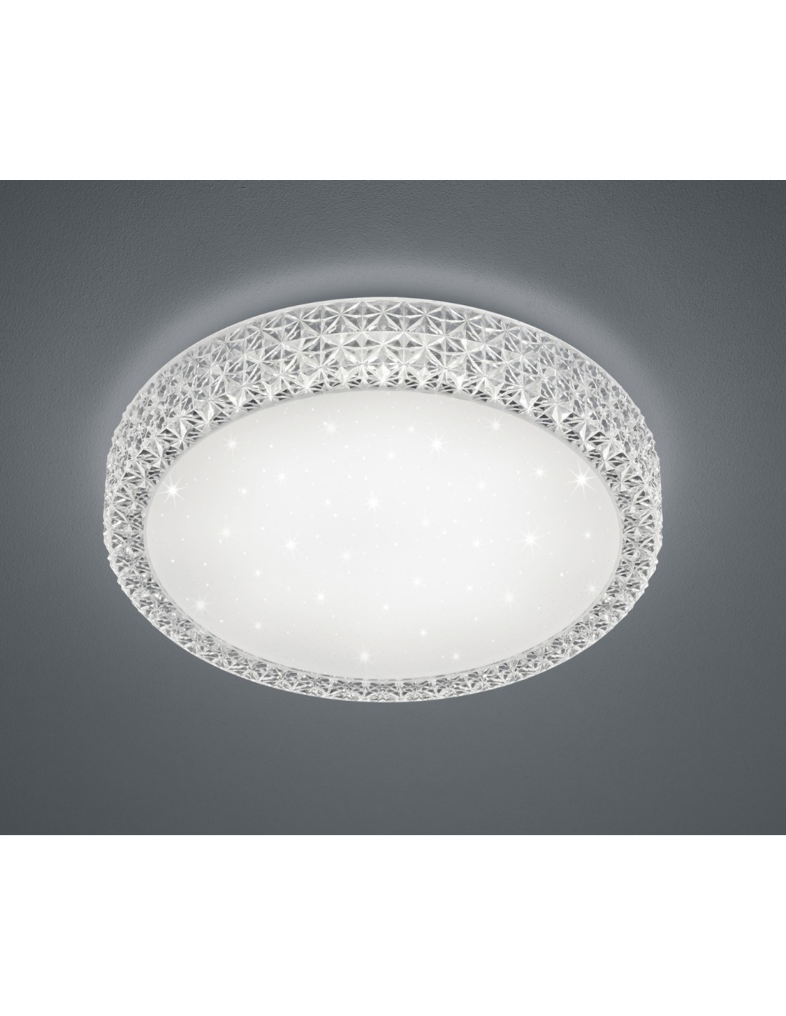 foto del prodotto plafoniera led multifunzioni pegasus bianco effetto cristalli 60 cm trio lighting