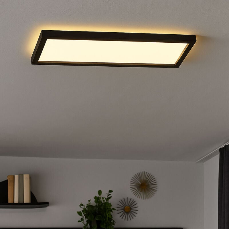 immagine 0 del prodotto plafoniera led nera da soggiorno pannello angolare da soffitto con retroilluminazione, retroilluminazione, 22w 3000lm bianco caldo, lxlxh 58,2 x 20,2