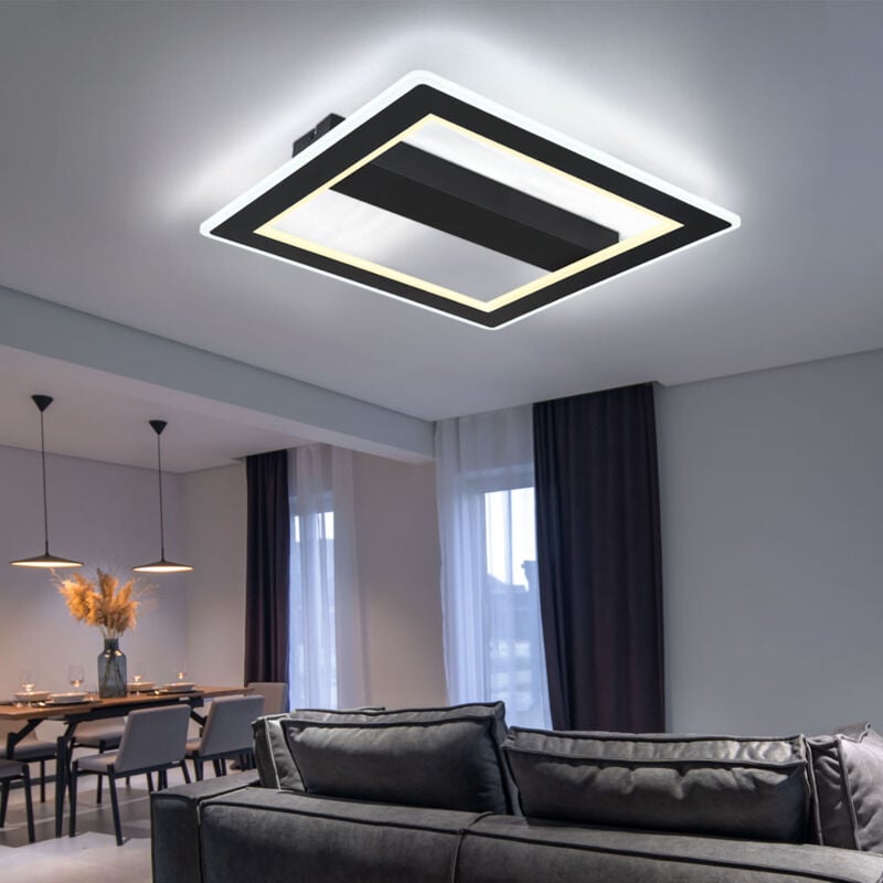 foto del prodotto plafoniera led nera lampada da soggiorno lampada moderna design led nero, metallo, opale, 30w 1860lm 3000 6500k bianco caldo bianco freddo, lxpxh