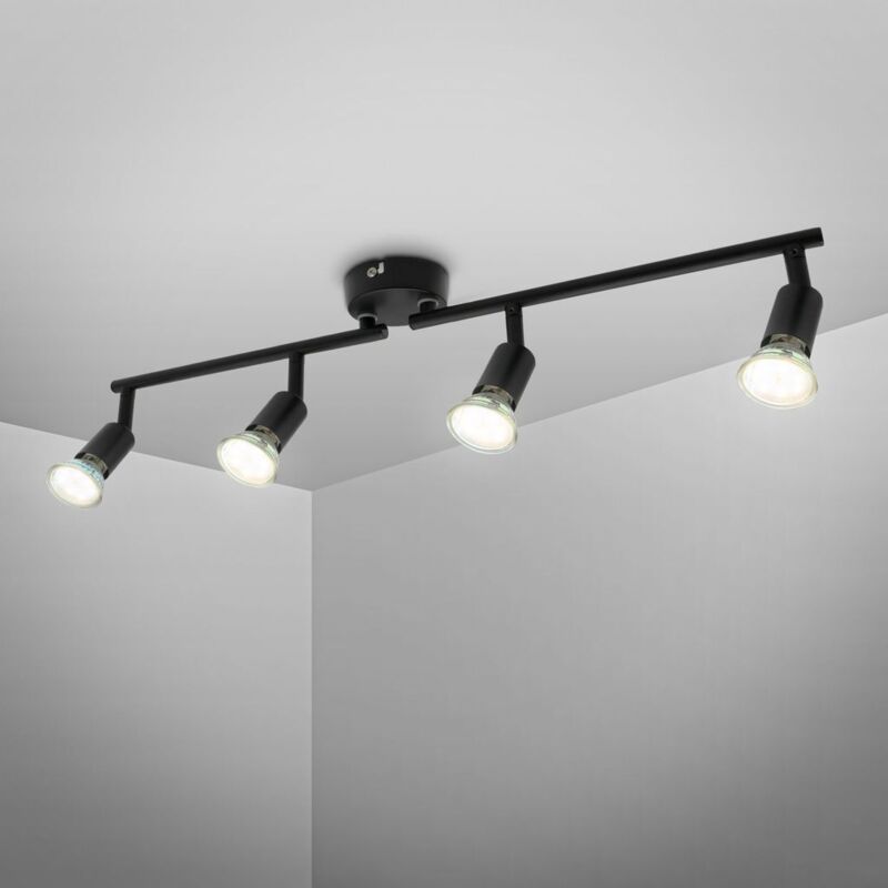foto del prodotto plafoniera led, nero opaco, 4xled gu10 2,9w