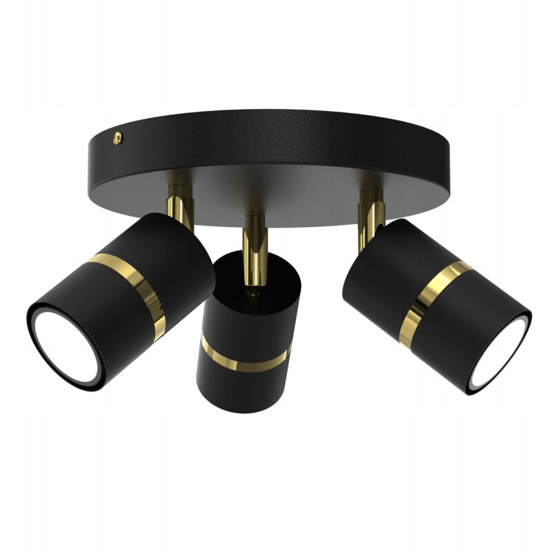 foto del prodotto plafoniera led orientabile 3x gu10, nero oro