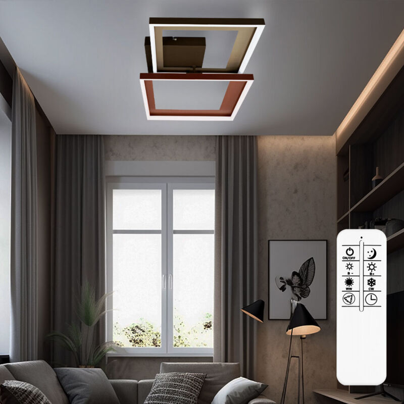 foto del prodotto plafoniera led orientabile luce diurna dimmerabile con telecomando, funzione luce notturna cct timer, metallo oro, 25w 3300lm 3000 6500k, l 56,8 cm