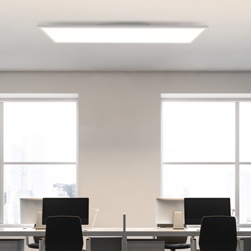 foto del prodotto plafoniera led pannello da soffitto bianco dimmerabile 100x30 cm plafoniera da scrivania piatta con telecomando lampada da soggiorno 24w moderna