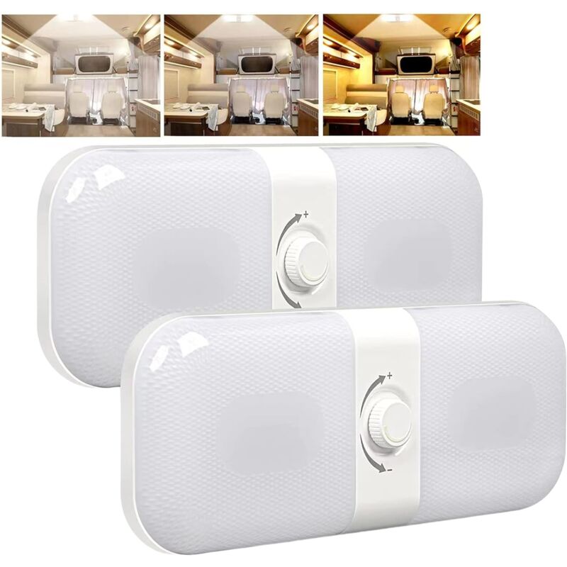 foto del prodotto plafoniera led per camper 12 v, luci da tetto dimmerabili, lampada led 12 v con interruttore di memoria, luce bianca calda gialla, per camion,