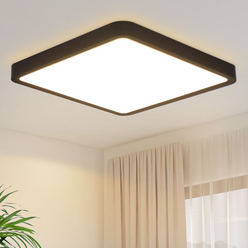 foto del prodotto plafoniera led piatta da 23 cm per bagno, corridoio, camera da letto, cucina, corridoio, 18 w quadrata, 3000 k, nero gbly
