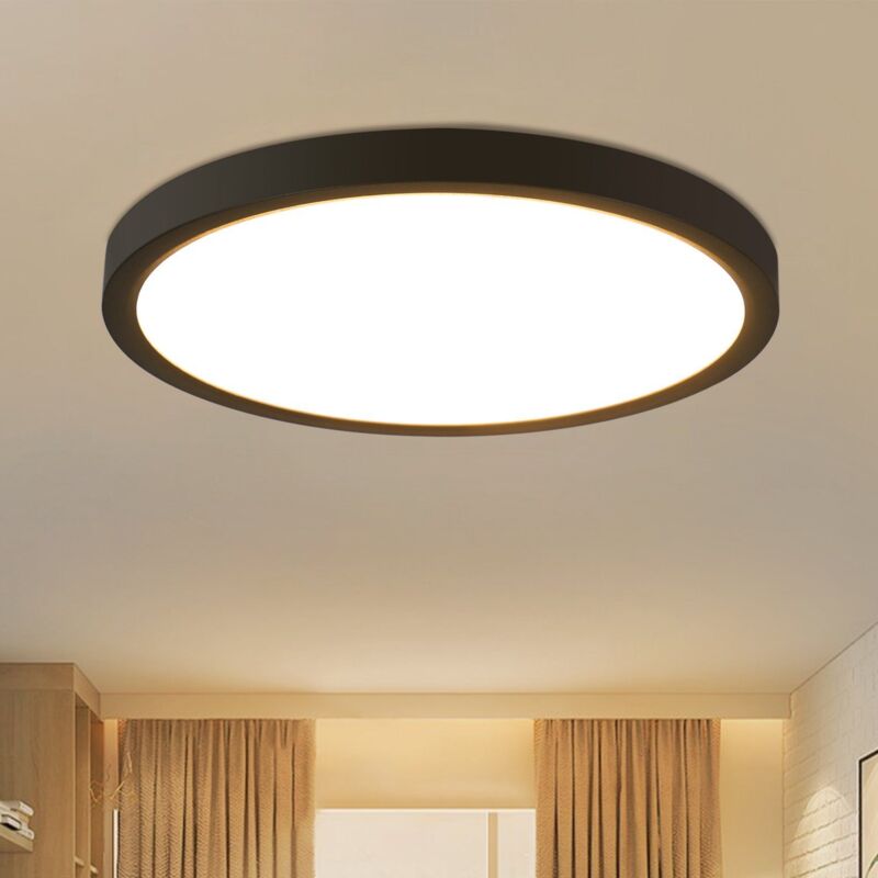 foto del prodotto plafoniera led piatta gbly lampada da letto diametro 22 cm lampada da bagno nera 15w illuminazione da soffitto camera da letto ip44 rotonda bianco
