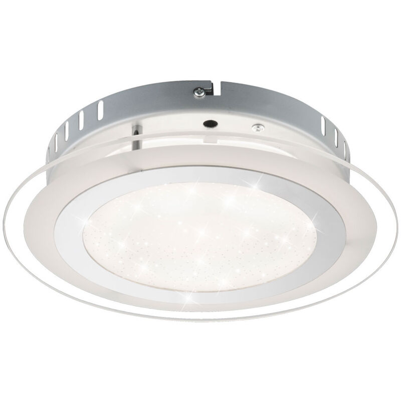 foto del prodotto plafoniera led plafoniera effetto cielo stellato lampada da camera cromo, vetro opalino, 18w 1250lm bianco caldobianco freddo, dxh 27x6,5 cm