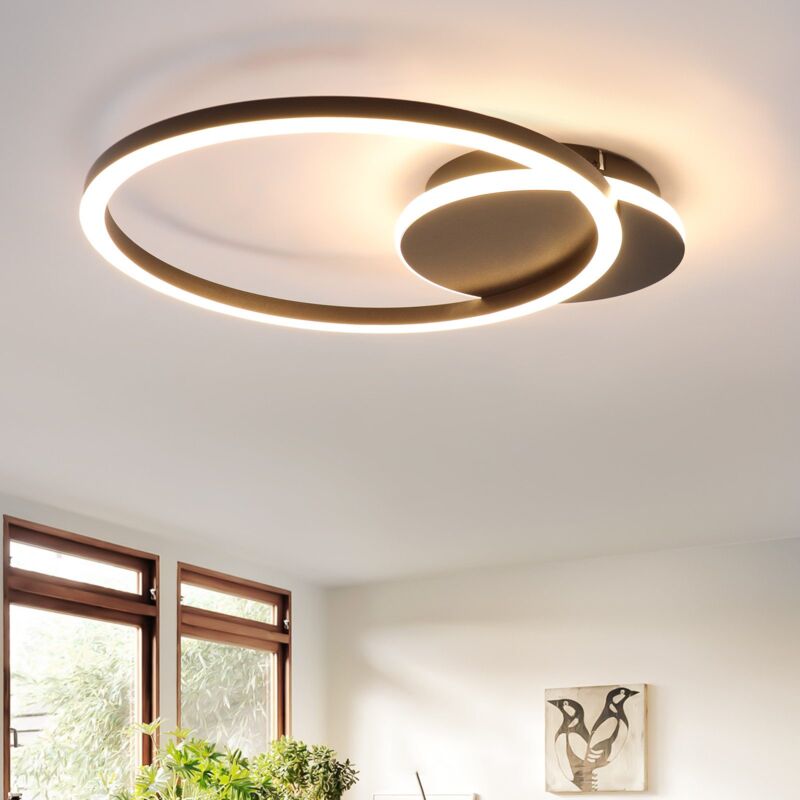 foto del prodotto plafoniera led plafoniera salotto 24w lampada da cucina nero design moderno lampada da salotto 2 anelli 3000k bianco caldo lampada da camera