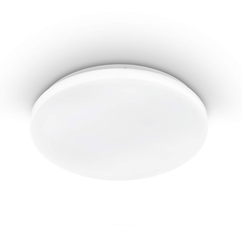 foto del prodotto plafoniera led pogliola, diametro 31 cm, lampada soggiorno, in acciaio e plastica, lampada bianca, lampada cameretta, lampada cucina, lampada