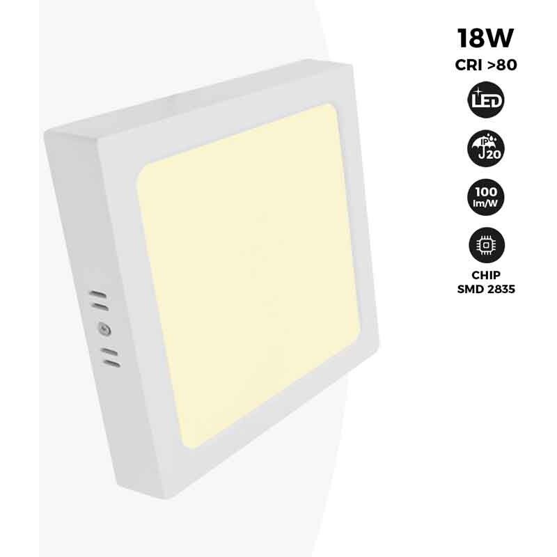 foto del prodotto plafoniera led quadrata 18w ad alta efficienza bianco caldo