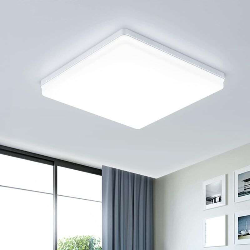 foto del prodotto plafoniera led quadrata da 48 w, 4800 lm, illuminazione per interni 6500 k, lampada moderna per bagno, soggiorno, cucina, camera da letto, 40 cm