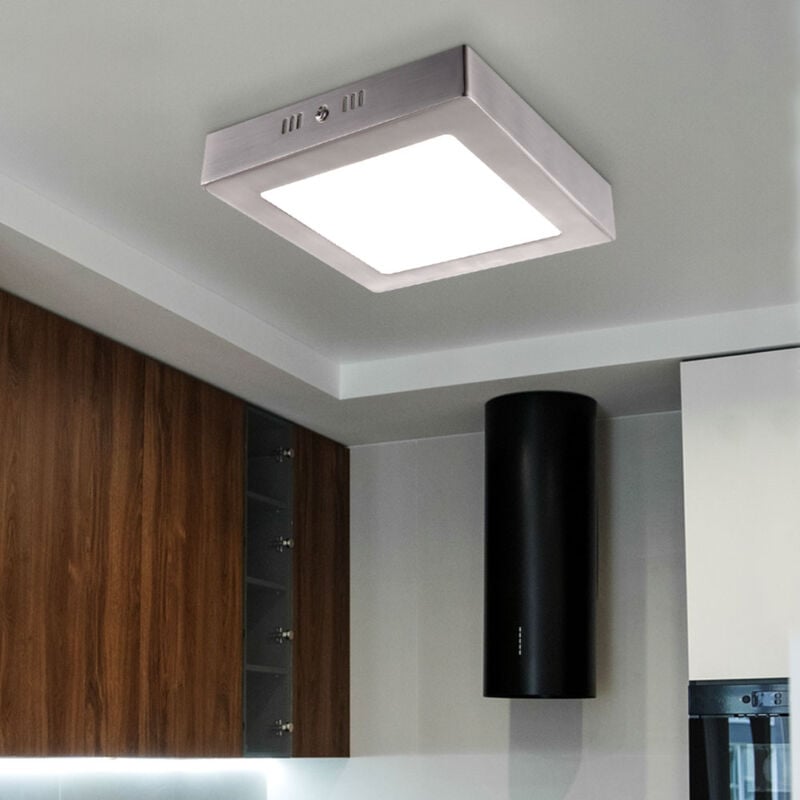 foto del prodotto plafoniera led quadrata da ingresso, plafoniera soggiorno, vetro satinato, 6w 400lm bianco caldo, lxlxh 12x12x4 cm