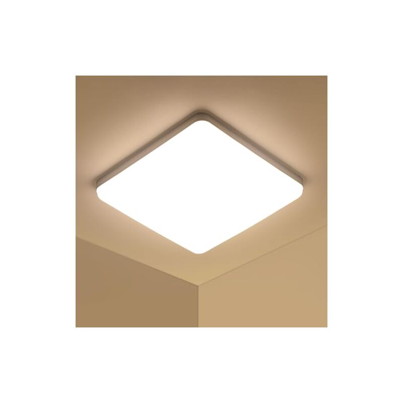 foto del prodotto plafoniera led quadrata goeco, bianca, 23x23x3,5 cm, luce calda 3000k, 36w, ideale per arredamenti moderni