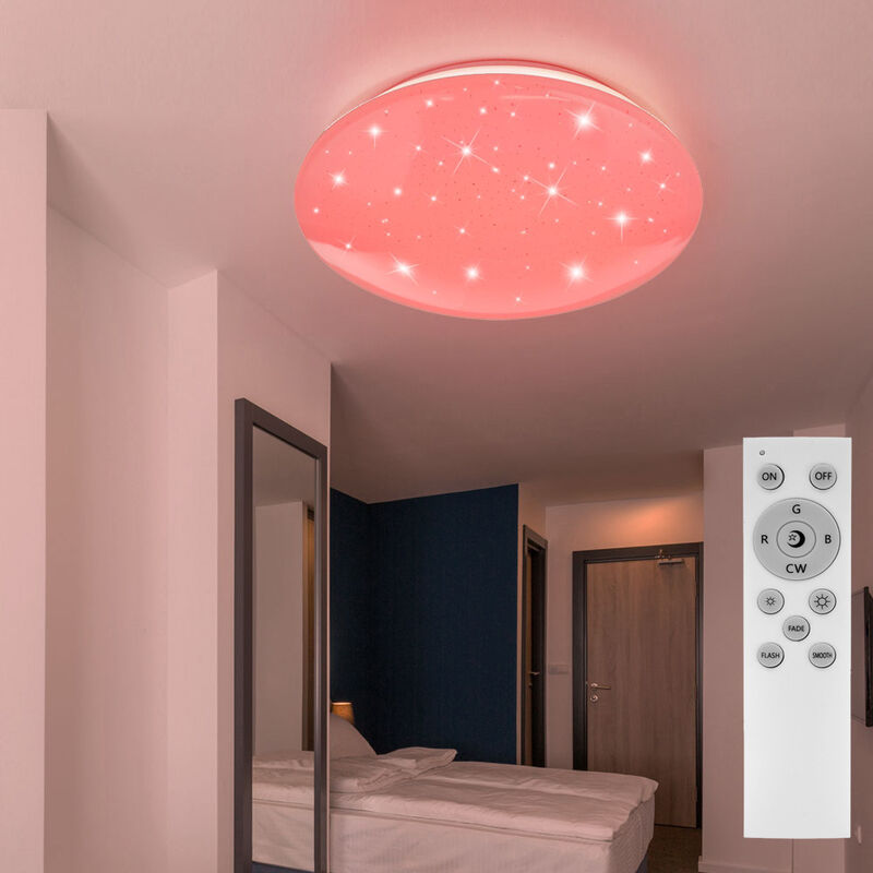 foto del prodotto plafoniera led rgb camera da letto per bambini effetto cielo stellato lampada dimmerabile telecomando