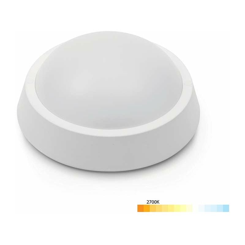 foto del prodotto plafoniera led rotonda da superficie 8w impermeabile ip65 650lm 43w bianco caldo 2700k