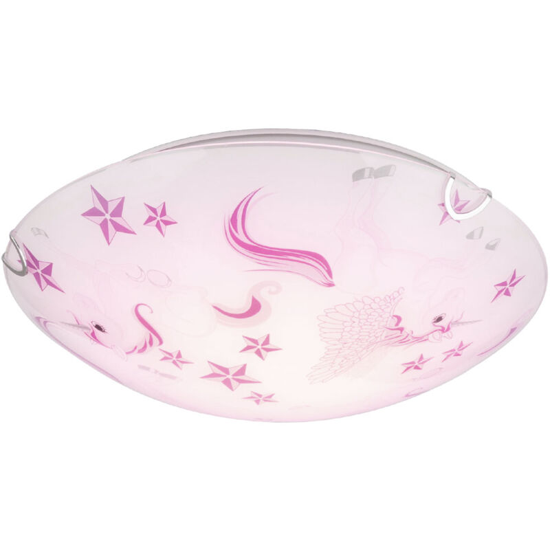 foto del prodotto plafoniera led rotonda illuminazione cameretta bambini stelle unicorni bordeaux rosa bianco globo 40609 16