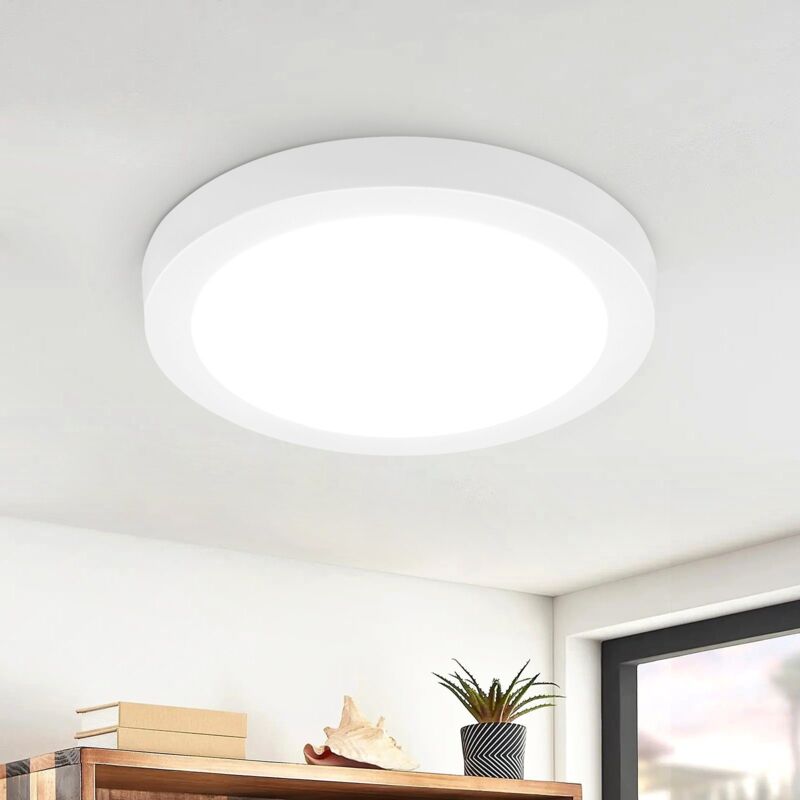 foto del prodotto plafoniera led rotonda piatta 18w lampada da bagno plafoniera moderna lampada da ingresso bianca 5000k bianco freddo 23cm ip44 impermeabile per