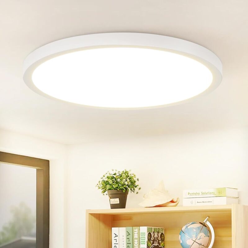 foto del prodotto plafoniera led rotonda piatta gbly plafoniera bianca 24w lampada 23 cm ip44 moderna da ingresso bianco neutro 4000k, ultra sottile
